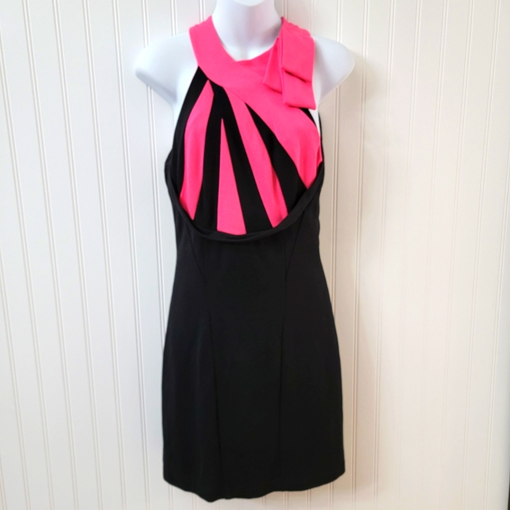 Rubber Ducky pink & black sleeveless dress size large